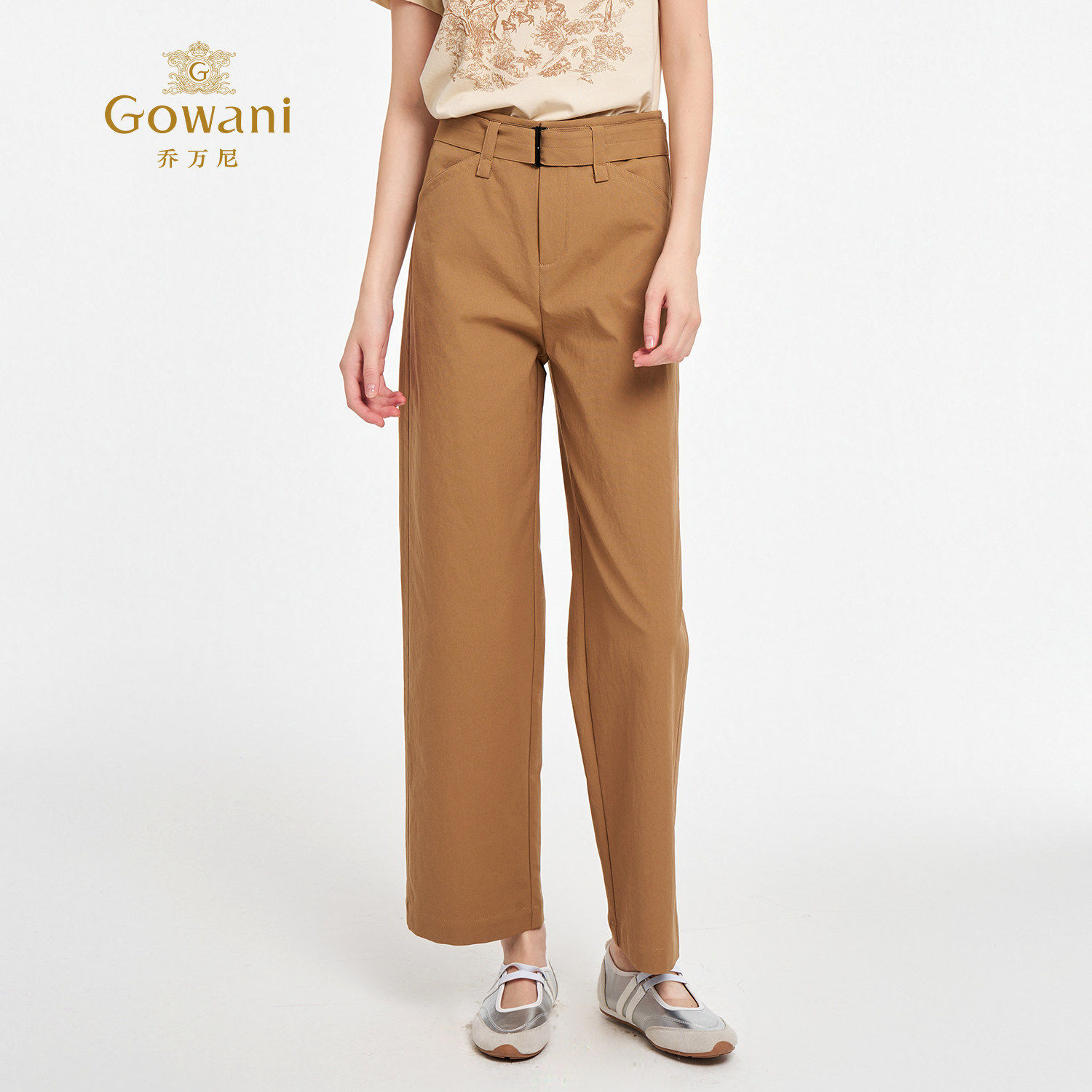 乔万尼极简风休闲裤女裤子2026春季通勤正装百搭直筒显瘦高腰长裤