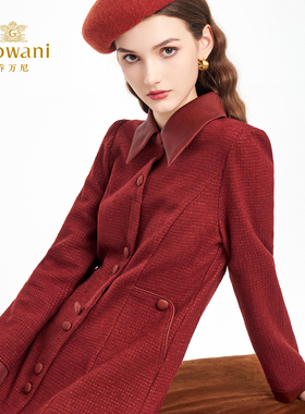 乔万尼红色喜宴针织连衣裙女2026春季新款长袖中长款裙子ED3E291