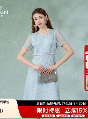 乔万尼清冷感法式连衣裙女2026夏季小个子气质收腰蕾丝裙DF2E423