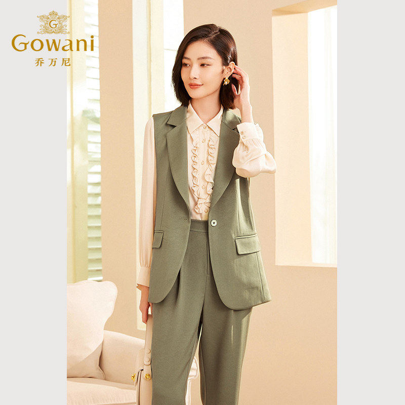 乔万尼女士百搭西装领马甲2026春季职场通勤简约设计感轻熟优雅风