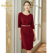 乔万尼通勤风连衣裙女裙子2026春季 收腰显瘦中长裙高级感职场穿搭