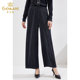 垂感长裤 乔万尼通勤高腰阔腿裤 深蓝色高级感休闲裤 子2026春季 女裤