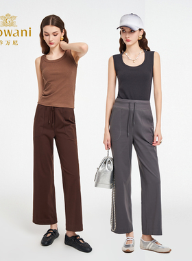 质量问题/乔万尼经典百搭长裤女2025秋新款高抽绳休闲裤ED3F249