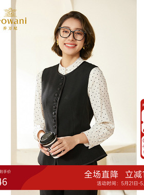 乔万尼黑色圆领马甲女2026新款春季收腰型气质无袖外套EM3H410