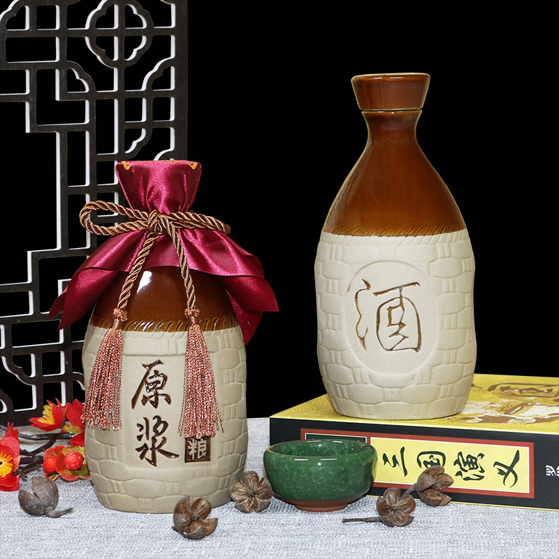 包邮一斤装酒瓶500ml陶瓷空瓶复古土陶酒坛酒壶家用瓶子白酒罐1斤