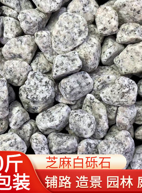 50斤黑白点芝麻灰鹅卵石花岗岩黑色碎石子芝麻白色石子枯山水造景