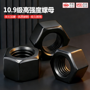 高强度六角螺母10.9加厚长镀锌螺丝M6M8M10M12M14M16M20M24M27M30
