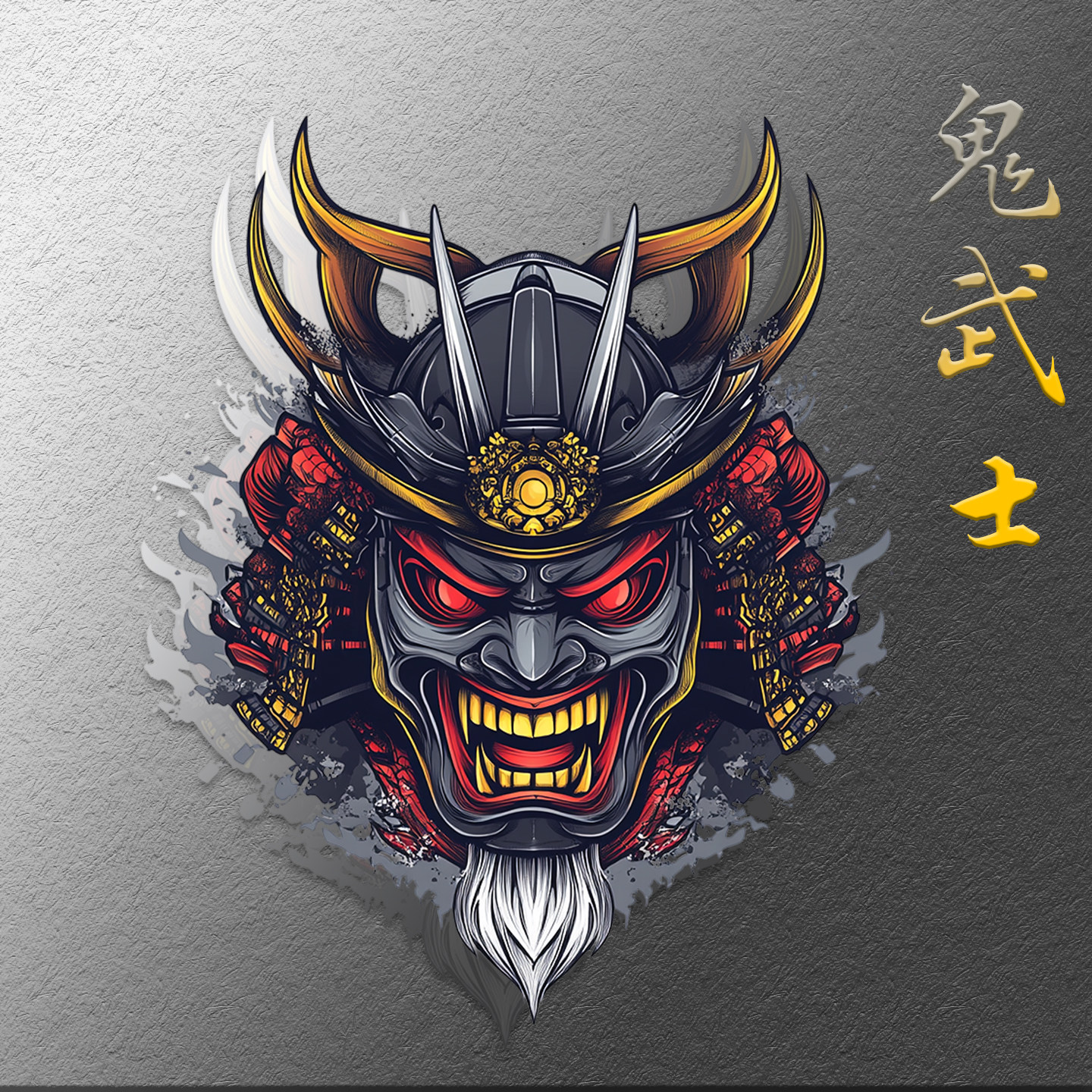 日系鬼武士车贴纸般若鬼武者面具车身玻璃装饰划痕遮挡贴电动摩托