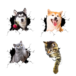 汽车个性狗狗3D立体车贴小猫咪车身划痕遮挡保险杠装饰贴纸电动车