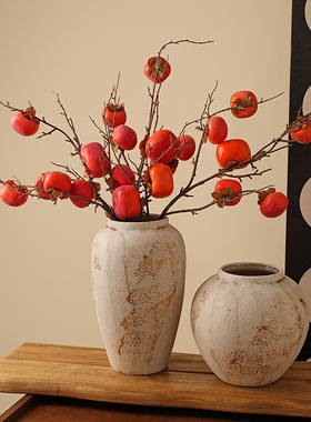 贝汉美侘寂风灰陶花瓶摆件