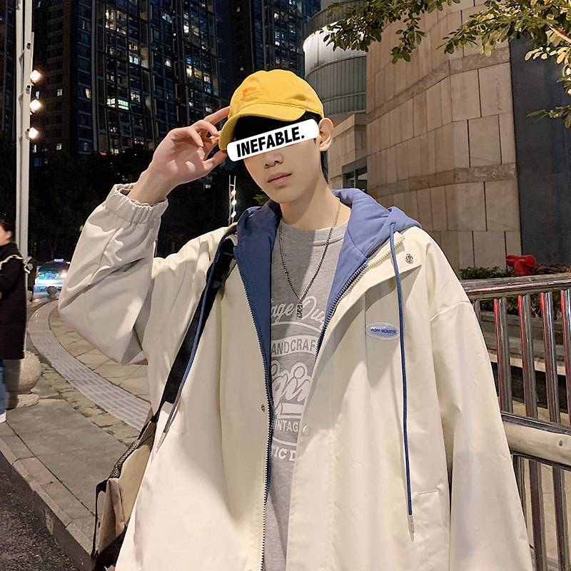春季情侣装外套假两件夹克连帽男士休闲潮流A266-JK2226-P80图片