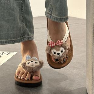 hellokitty人字拖波点女款外穿防滑防臭拖鞋海边家居室内平底凉拖