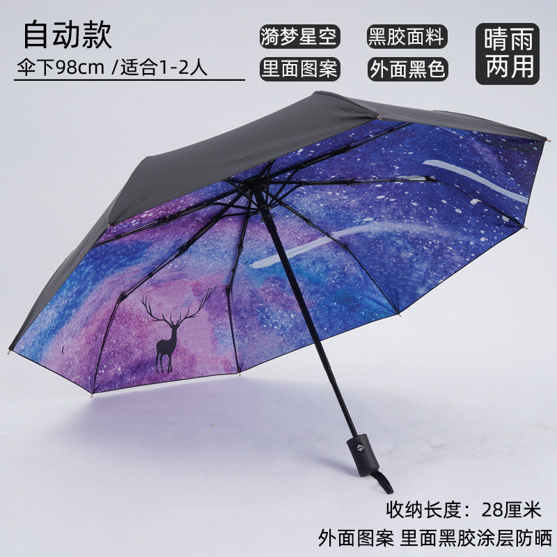 星空黑胶遮阳伞晴雨伞防晒太阳伞伞