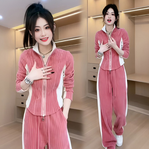 开衫上衣阔腿裤显瘦两件套