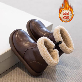 女童雪地靴冬季2025新款儿童大棉鞋加绒短靴加厚靴子女宝鞋子冬鞋