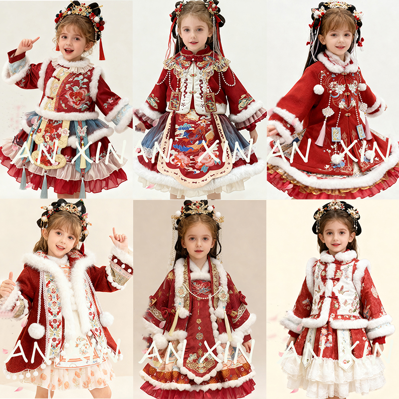 【加绒格格服年服合集】女童新中式国风生日裙加绒加厚蓬蓬公主裙