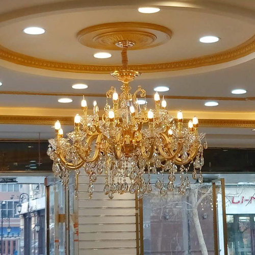 复古欧式吊灯客厅水晶灯卧室楼简约led金色锌合金别墅酒店工程灯