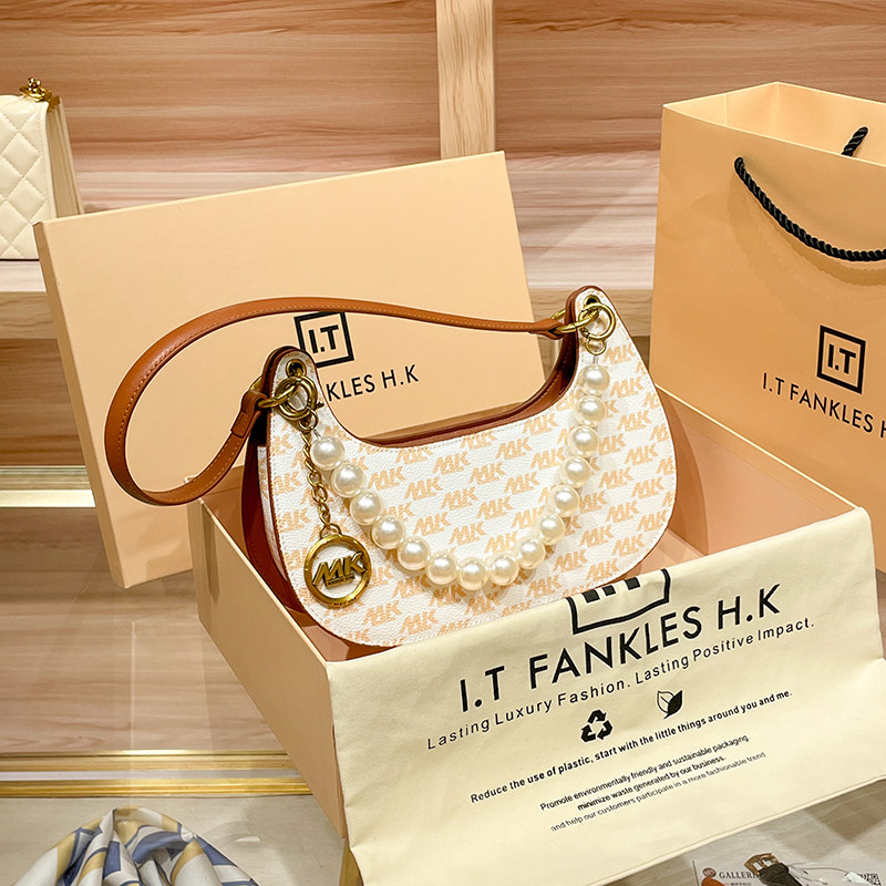 CITEX LV官方旗舰店香港正品真皮腋下包包女2025新款高级感珍珠链