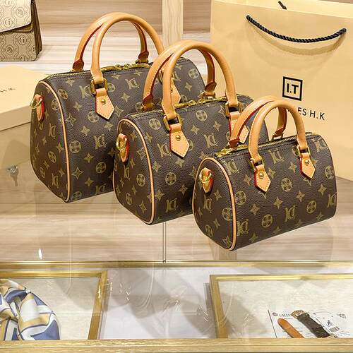 CITEX LV官方旗舰店香港代购真皮女包波士顿枕头包斜挎包春夏老花