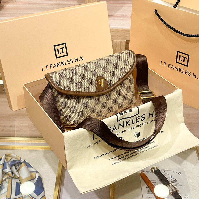 CITEX LV官方旗舰店香港专柜包包2025新款老花休闲宽肩带信封包轻