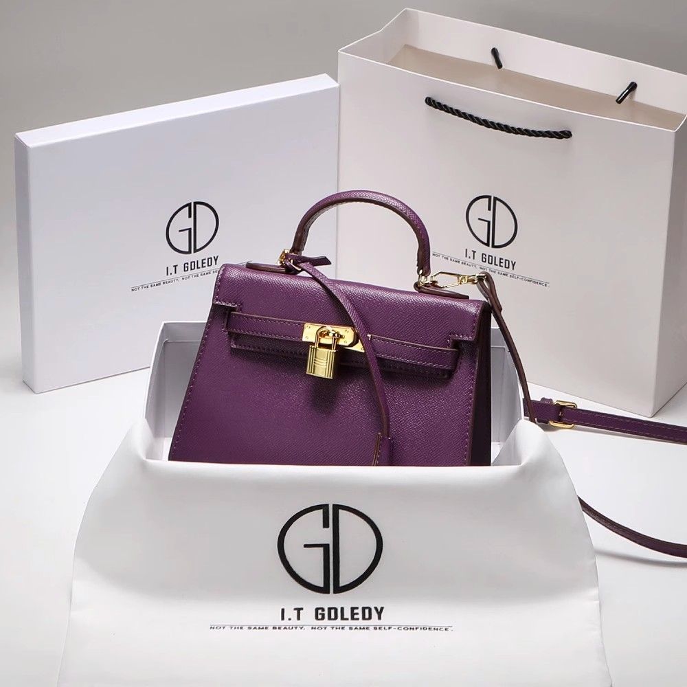 CITEX LV官方旗舰店香港IT正品高级感小众简约紫色凯莉包2025新款