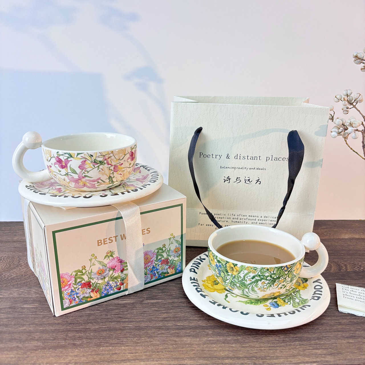 原创油画高级感陶瓷咖啡杯碟茶杯牛奶杯早餐杯生日礼物伴手礼送人