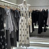 SALMOKA波西米亚度假风露肩棉麻杏色长裙女ins气质挂脖民族印花裙