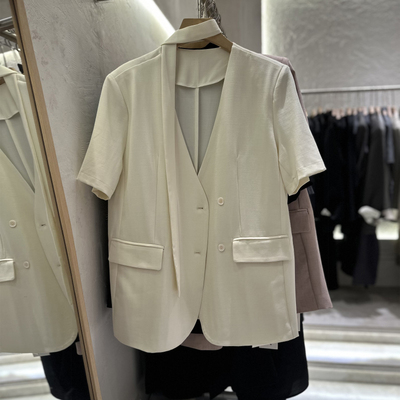 SALMOKA薄款单层短袖西装外套