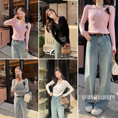 des champs 多色针织衫 Fleurs 牛仔裤