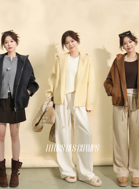 Fleurs des champs 连帽双面呢大衣外套