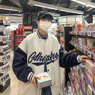 美式街头棒球服外套男ins潮潮女春秋外穿百搭原宿风宽松韩版学生