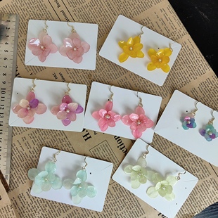 真花耳环 原创手作干花真花滴胶耳环亚特兰蒂斯绣球花小众森系法式