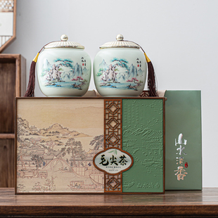 高端信阳毛尖礼盒空盒一斤装陶瓷茶叶罐礼品盒通用毛尖茶包装盒子
