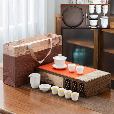 高端普洱茶礼盒空盒通用357g福鼎白茶饼包装盒陶瓷茶具礼品收纳盒