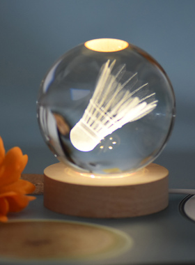 水晶球羽毛球摆件体育运动印字