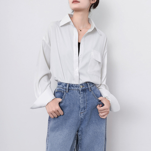 女早秋2025新款 高个子通勤减龄polo领白色衬衫 设计感小众开叉上衣