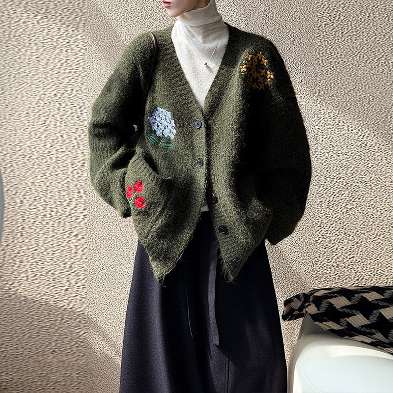 中长款慵懒风毛衣开衫秋冬新款