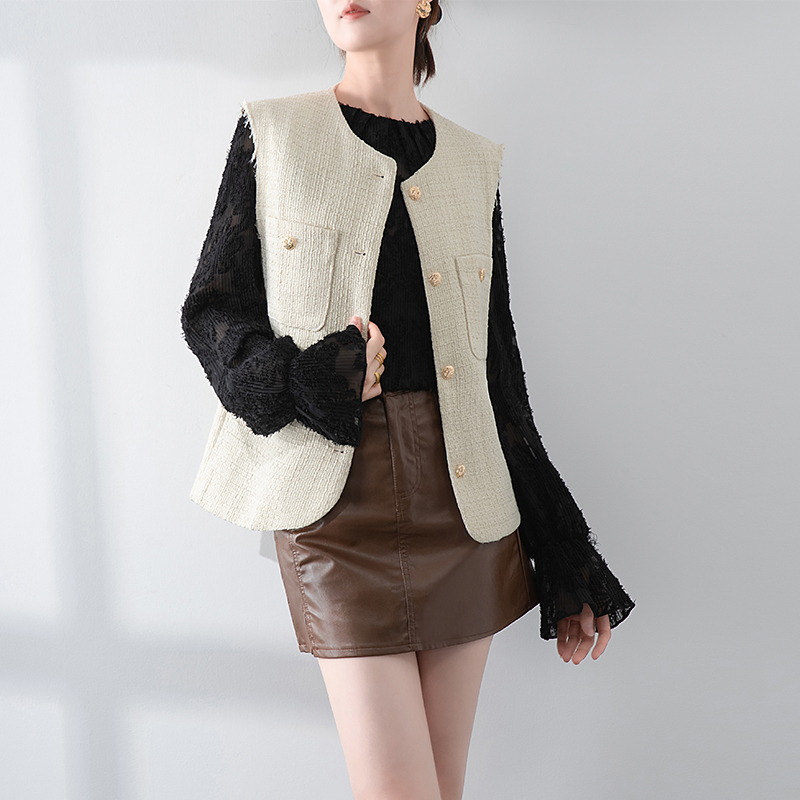 宽松开衫小香风马甲背心外套上衣