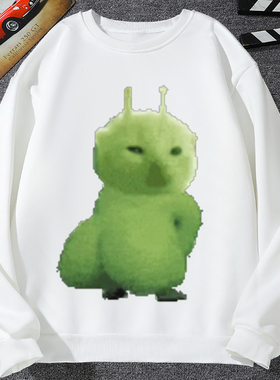 绿色外星小猫表情包卫衣男外套女地球猫猫教meme抽象猎奇学生衣服