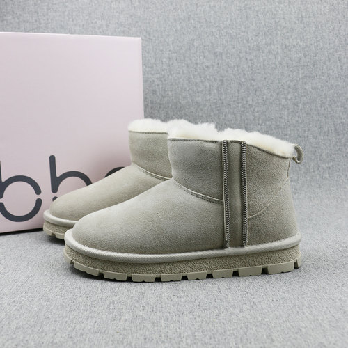 羊毛+反绒皮加绒套筒雪地靴棉靴