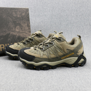 男女情侣款真皮反绒皮拼接户外防滑耐磨软底登山徒步鞋越野旅游鞋