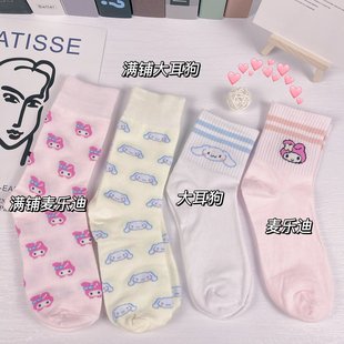 袜子女夏季 日系可爱麦乐迪玉桂狗卡通中筒袜ins潮韩版 春夏季 薄款