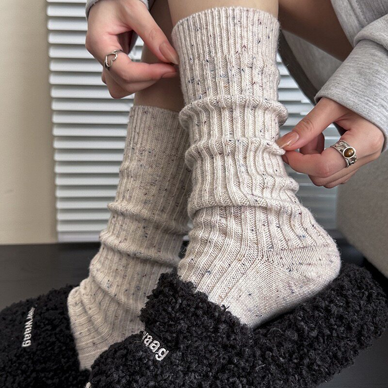 秋冬季日系复古粗线针织羊毛长筒袜女费尔岛秋冬加厚保暖堆堆袜子,女士内衣/男士内衣/家居服,长筒袜,淘宝优惠券,粉丝福利购,淘宝优惠卷