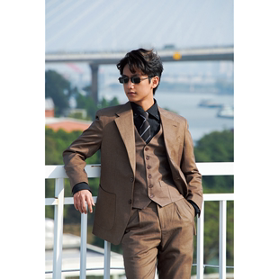 商务正装 何记港风 男士 三件套装 宴会礼服 复古港风西装