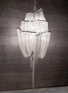 Customisation 灯酒店工程复式楼梯间客厅服装连锁店流苏铝链吊灯