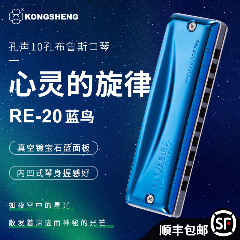 孔声布鲁斯口琴初学者入门十孔口琴成人蓝鸟RE-20蓝调口琴10孔,乐器/吉他/钢琴/配件,口琴,淘宝优惠券,粉丝福利购,淘宝优惠卷