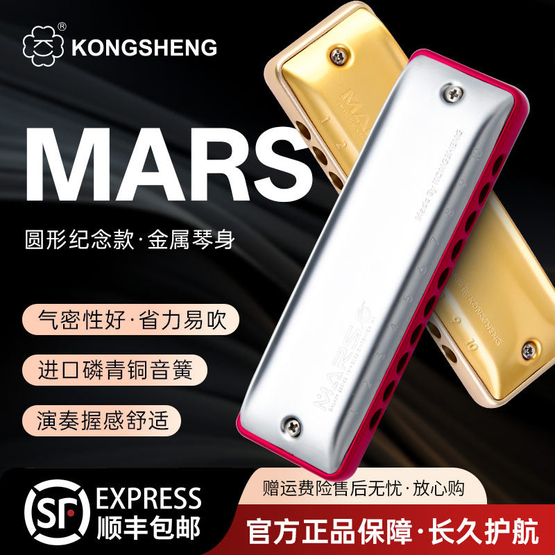 孔声口琴专业演奏级十孔口琴布鲁斯口琴蓝调口琴Mars纪念款paddy
