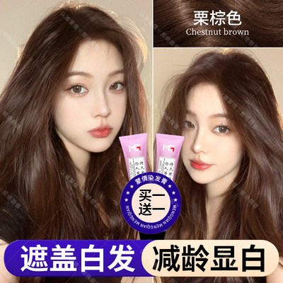 栗棕色遮盖黄白发染发膏