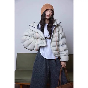 2025冬季新款加厚短款连帽轻3防轻盈保暖羽绒服白鸭绒排骨外套女