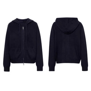 针织衫 连帽抽绳双头拉链双口袋简约休闲百搭款毛衣外套 开衫0.60